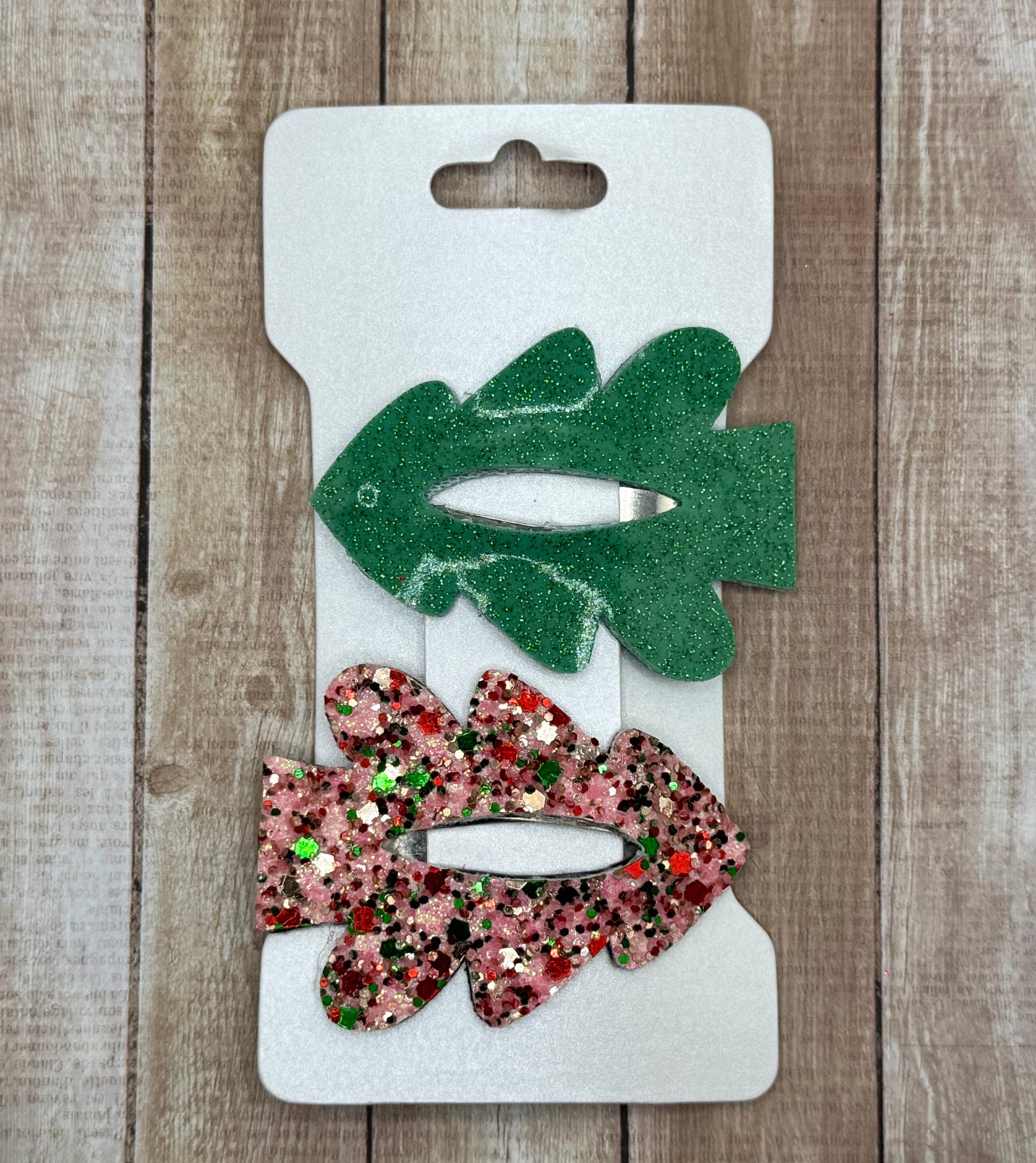 Green Glitter Tree Snapclip Set