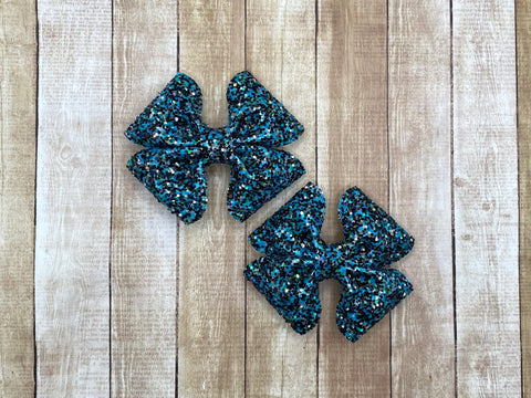 Blue/Black Glitter Double Loop Piggies