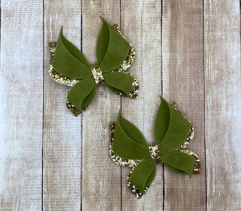 Green/Gold Butterfly Looped Piggies