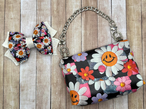 Floral Smiley Purse & Bow Set