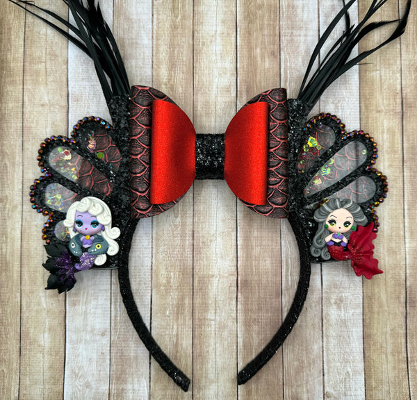 Villain Mermaid 2in1 Shaker Ears with Removable Bow