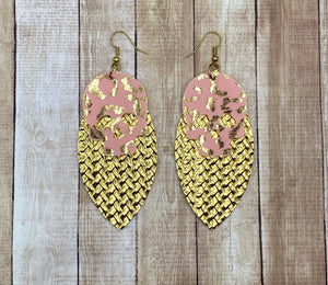 Gold/Pink Leopard Skull Earrings