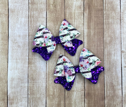 Purple Floral Stripe Fancy Piggies