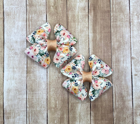 Peach Floral Double Loop Piggies