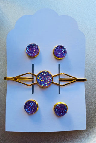 Lavender Mommy&Me Clip/Earrings Set