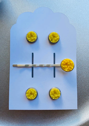 Yellow Mommy&Me Pin/Earrings Set