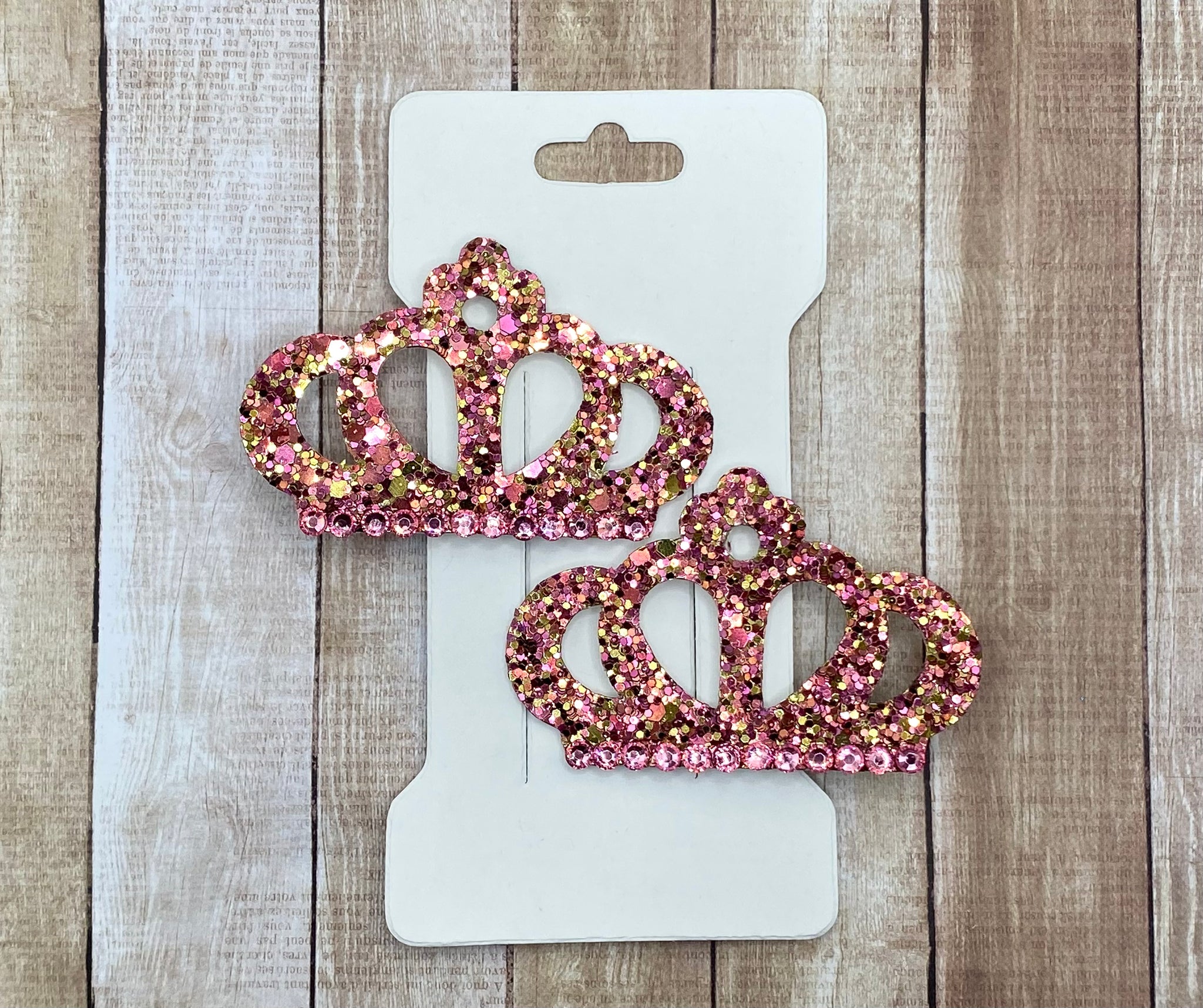 Pink/Gold Mini Crown Clips