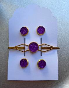 Purple Mommy&Me Clip/Earrings Set