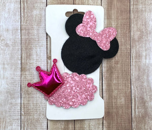 Miss Mouse Pearly Pink Clip Set