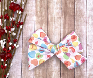 Candy Hearts Hand Tied Bow