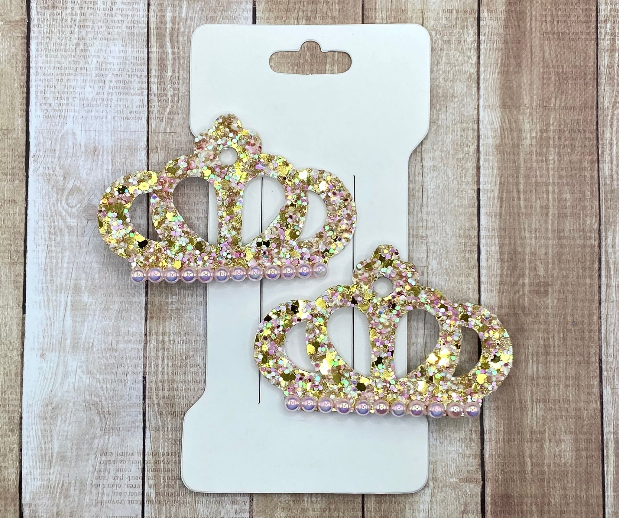 Gold/Pink Mini Crown Clips