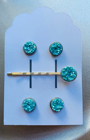 Baby Blue Mommy&Me Pin/Earrings Set