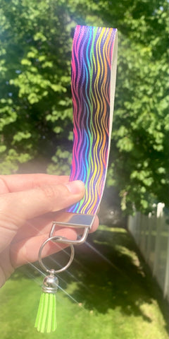 Neon Zebra Keychain