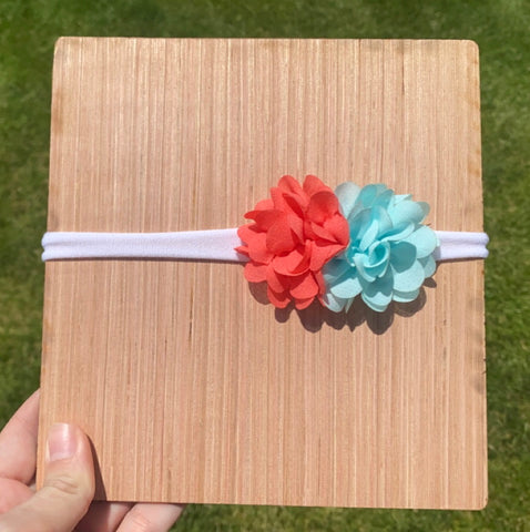 Coral/Mint Newborn Headband