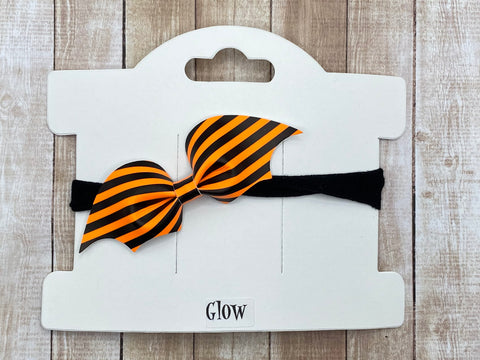 GLOW Orange/Black Stripes Bat Headband
